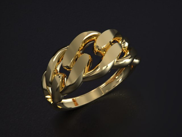 Cuban Chain Ring Gold Modèles 3D en vedette .c4d .max .obj .3ds .fbx .stl .blend 