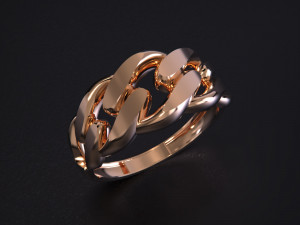 Cuban Chain Ring Gold Modèles 3D en vedette