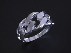 Cuban Chain Ring Gold Modèles 3D en vedette