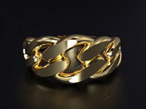 Cuban Chain Ring Gold Modèles 3D en vedette