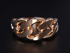 Cuban Chain Ring Gold Modèles 3D en vedette