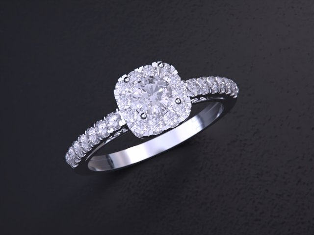 Solitaire Halo Diamond Ring Modelo de Impressão 3D .c4d .max .obj .3ds .fbx .stl .blend
