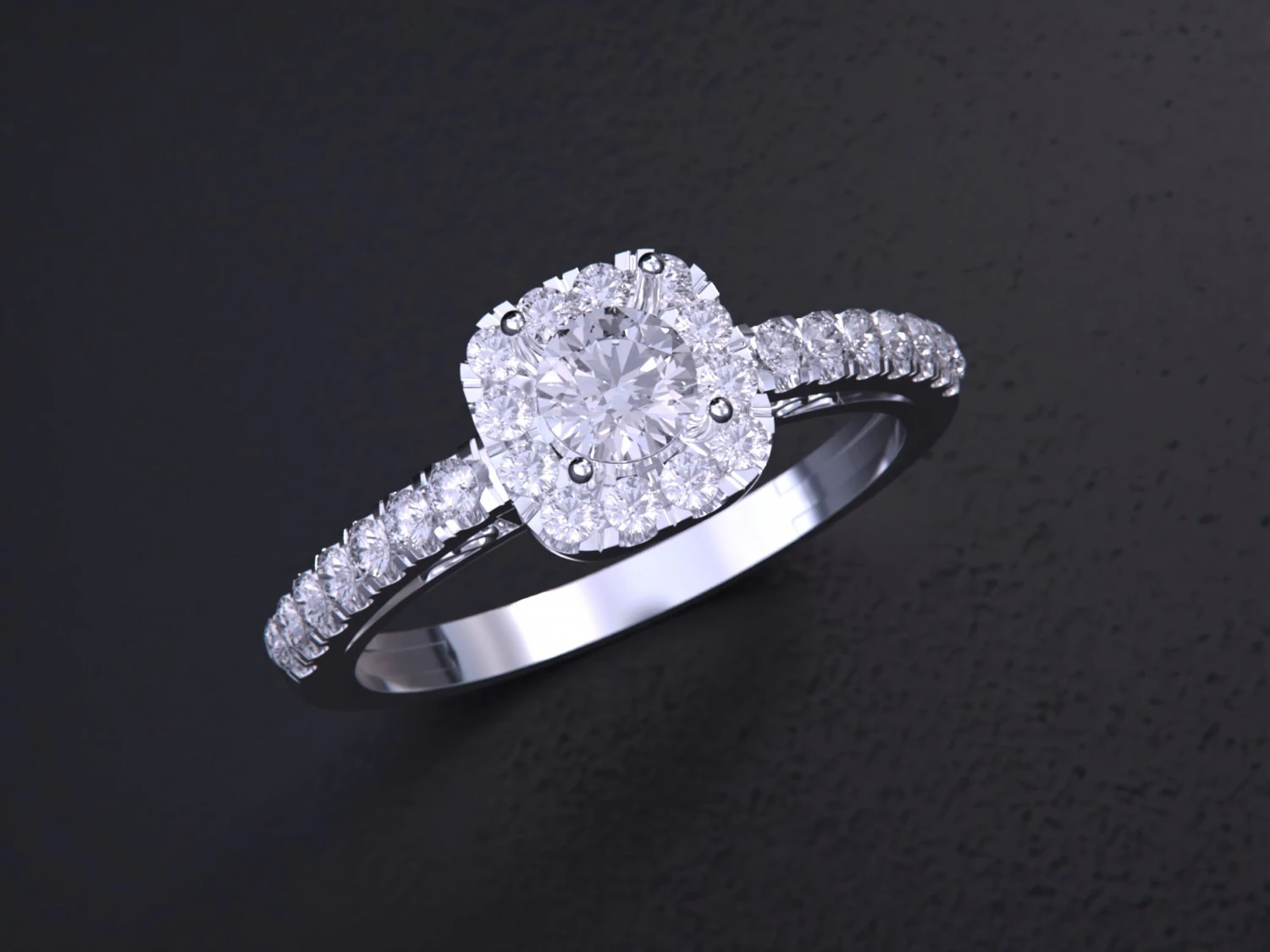 Solitaire Halo Diamond Ring 3D Print Model .c4d .max .obj .3ds .fbx .stl .blend 