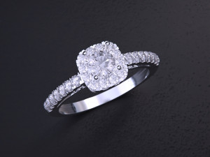 Solitaire Halo Diamond Ring 3D Print Model