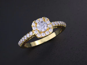 Solitaire Halo Diamond Ring 3D Print Model
