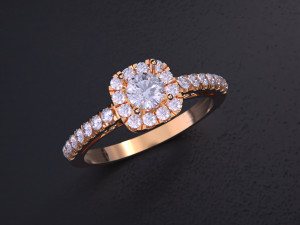 Solitaire Halo Diamond Ring Modelo de Impressão 3D