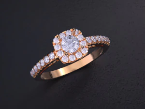 Solitaire Halo Diamond Ring 3D Print Model