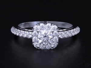 Solitaire Halo Diamond Ring 3D Print Model