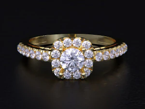 Solitaire Halo Diamond Ring 3D Print Model