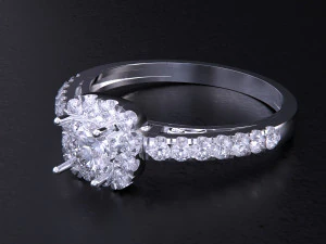 Solitaire Halo Diamond Ring 3D Print Model