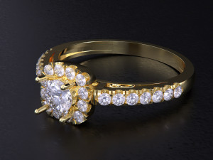 Solitaire Halo Diamond Ring Modelo de Impressão 3D