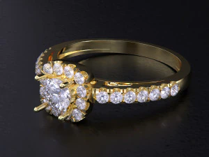 Solitaire Halo Diamond Ring 3D Print Model