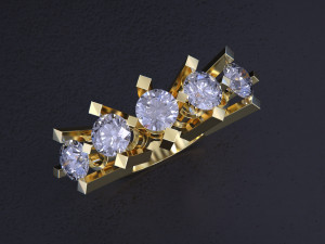 Five Stone Diamond Ring 3Dプリントモデル