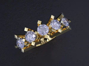 Five Stone Diamond Ring 3D Print Model