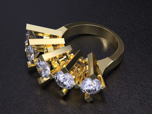 Five Stone Diamond Ring 3Dプリントモデル