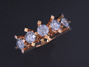 Five Stone Diamond Ring 3Dプリントモデル