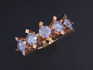 Five Stone Diamond Ring 3D Print Model