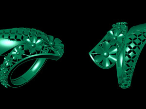 Gold Ring With a Flowers 3D Print Model