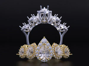 Five Stone Pear Diamond Ring 3D Print Model