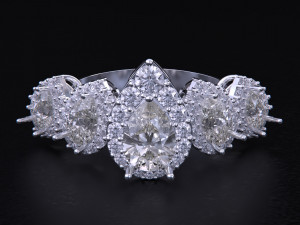 Five Stone Pear Diamond Ring 3D 프린트 모델