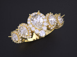 Five Stone Pear Diamond Ring 3D 프린트 모델