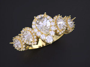 Five Stone Pear Diamond Ring 3D Print Model