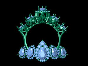 Five Stone Pear Diamond Ring 3D 프린트 모델
