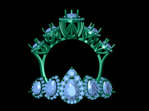 Five Stone Pear Diamond Ring 3D Print Model