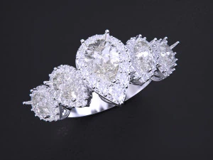 Five Stone Pear Diamond Ring 3D Print Model