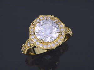 Jewelry Ring With Diamond 3D Print Model
