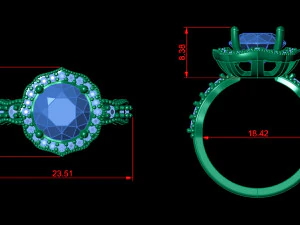 Jewelry Ring With Diamond 3D Print Model