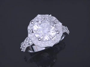 Jewelry Ring With Diamond 3D Print Model