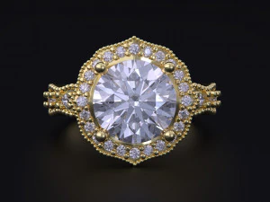 Jewelry Ring With Diamond 3D Print Model