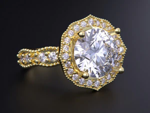Jewelry Ring With Diamond 3D Print Model