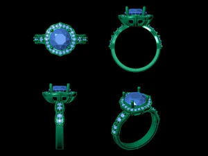 Jewelry Ring With Diamond 3D Print Model