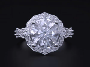 Jewelry Ring With Diamond 3D Print Model