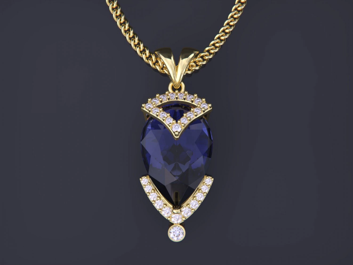 Pendant with Pear Diamond Jewelry 3D Print Model .c4d .max .obj .3ds .fbx .stl .blend