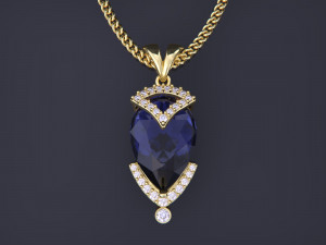 Pendant with Pear Diamond Jewelry 3D Print Model