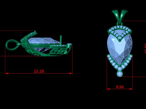 Pendant with Pear Diamond Jewelry Model Cetak 3D
