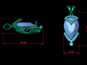 Pendant with Pear Diamond Jewelry 3D Print Model