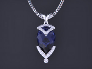 Pendant with Pear Diamond Jewelry Model Cetak 3D