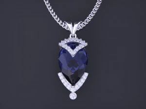 Pendant with Pear Diamond Jewelry 3D Print Model