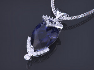 Pendant with Pear Diamond Jewelry Model Cetak 3D