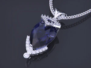 Pendant with Pear Diamond Jewelry 3D Print Model
