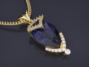 Pendant with Pear Diamond Jewelry Model Cetak 3D