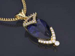 Pendant with Pear Diamond Jewelry 3D Print Model