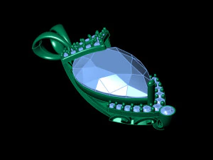 Pendant with Pear Diamond Jewelry 3D Print Model