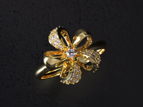 Kadınlar için Çiçek Şekli Yüzük 3D Baskı Modeli