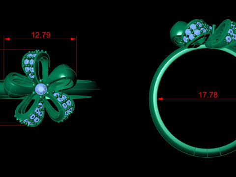 Floral Shape Ring for Women 3D प्रिंट मॉडल