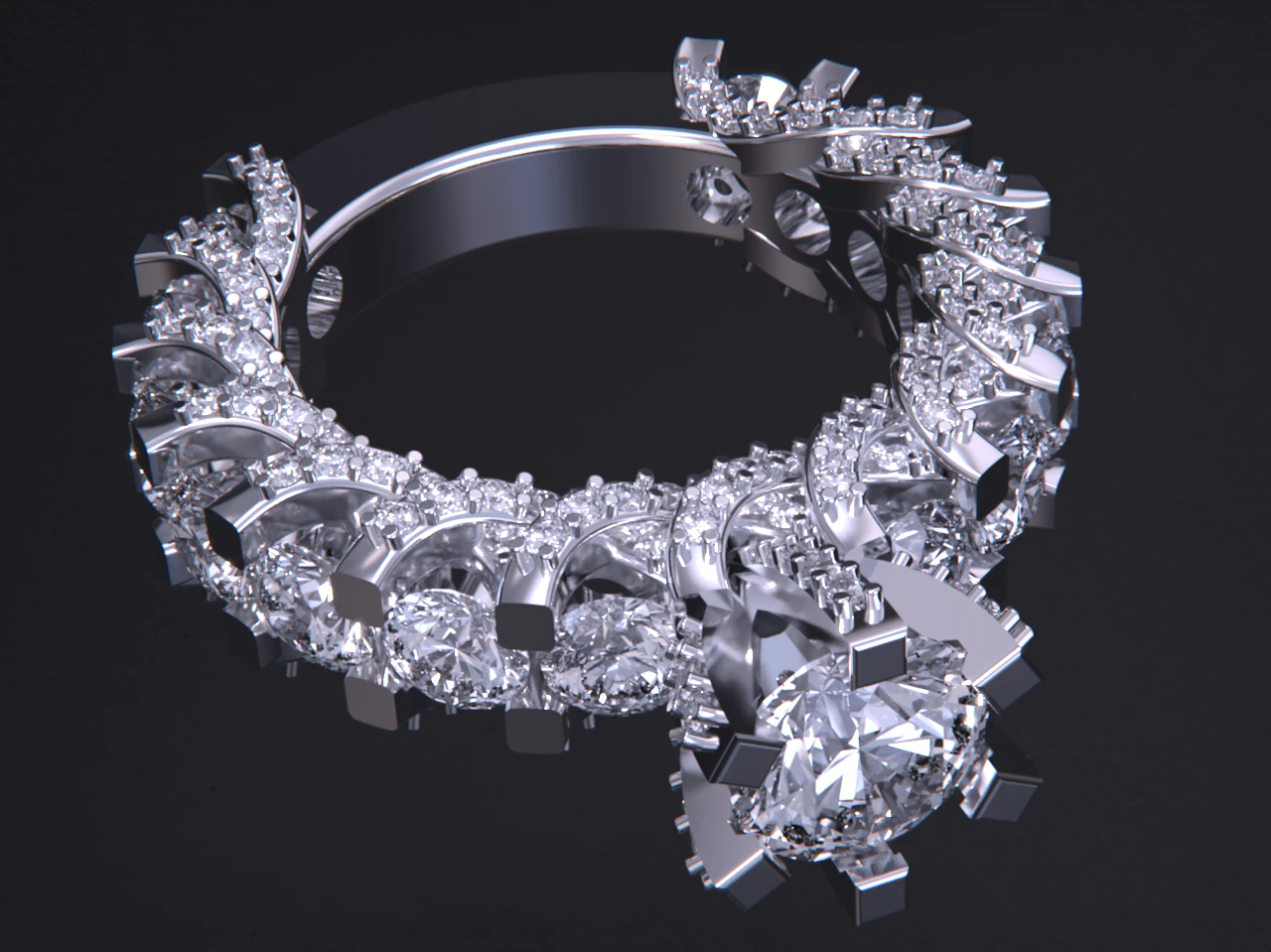 Solitaire Diamond Ring 3D Print Model .c4d .max .obj .3ds .fbx .stl .blend 